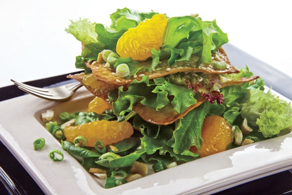 Crispy Sesame Salad Stack with Orange-Soy Vinaigrette