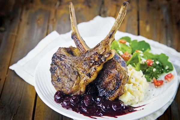 Grilled Lamb Chops with Blueberry-Rosemary Sauce