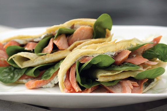 Herb Crepes with Smoked Salmon and Lemon Zest