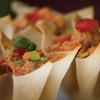 Salmon Salad Wonton cups with Ginger-Lime Dressing